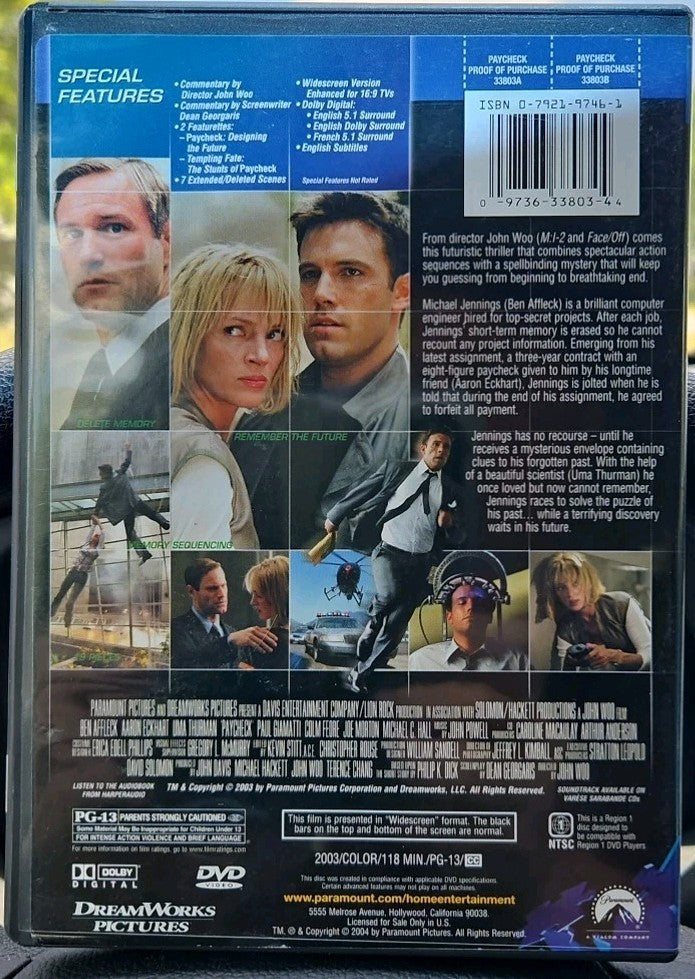 Paycheck (DVD, 2004, Widescreen) New Sealed