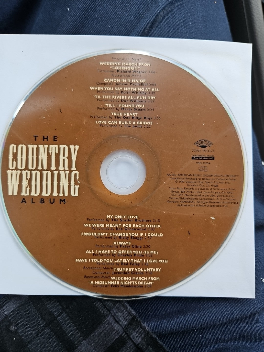 The Country Wedding Album (CD) Disc Only. Tested
