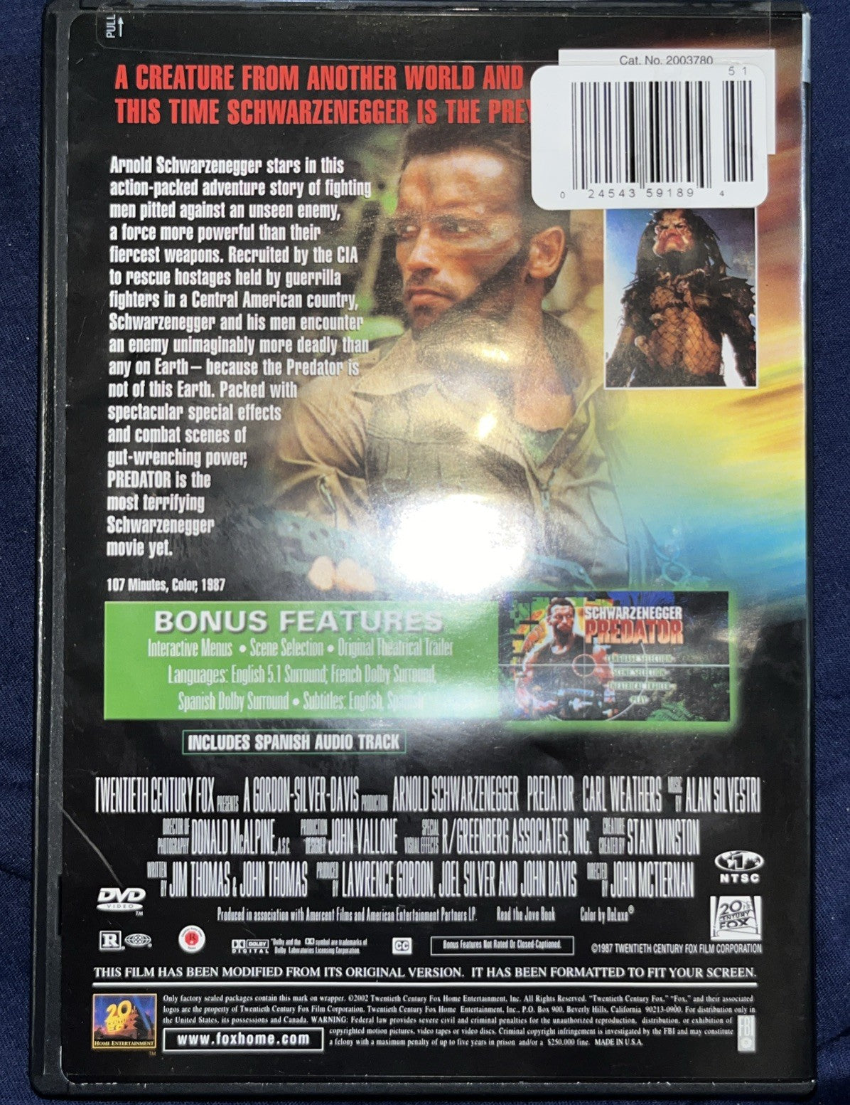 Predator (DVD, 2006, 2-Disc Set, Full Frame Sensormatic)