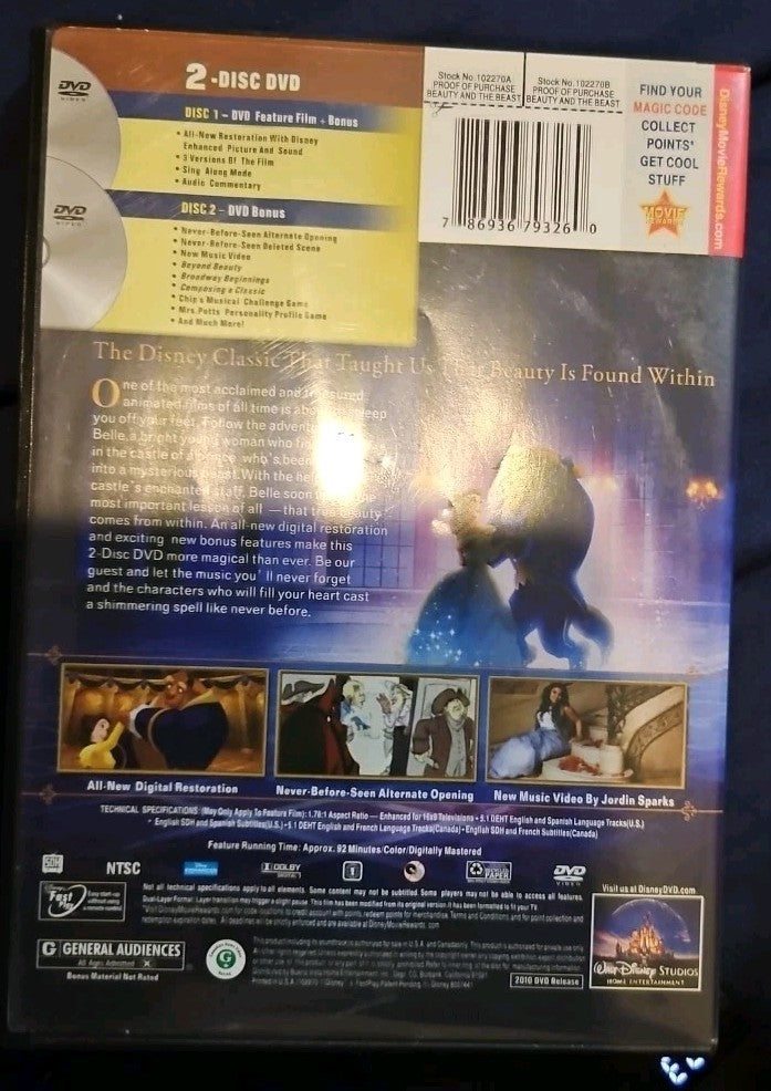 Beauty & the Beast (DVD, 1991) New Sealed