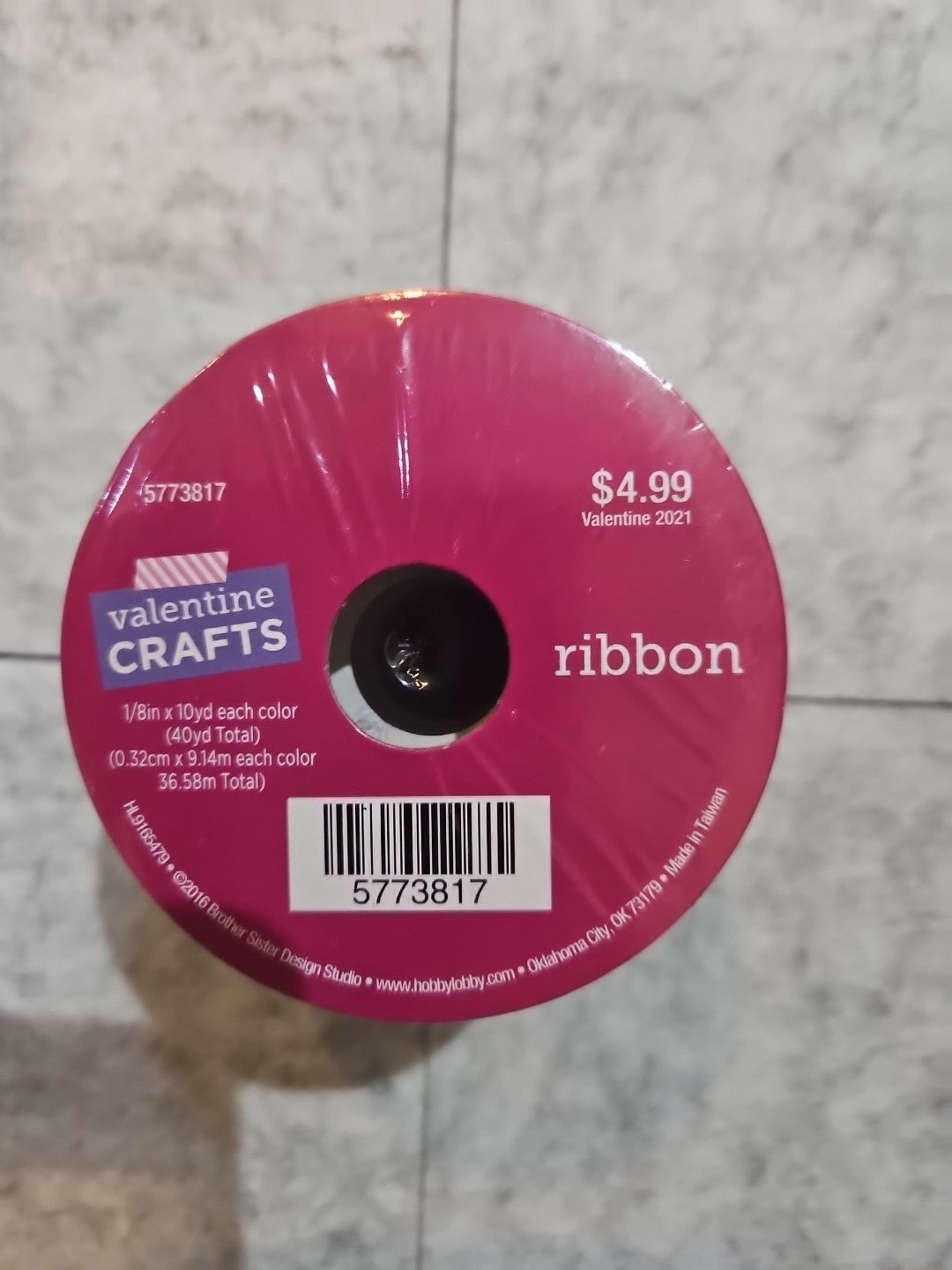 Valentine Crafts 1 Red, 1 White, 1 Pink, 1 Rose Ribbons 1/8" x 10 Yds Each