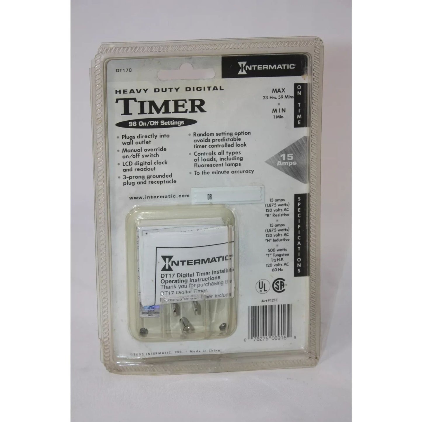 Intermatic DTI7C Heavy Duty Indoor Digital Timer 7-Day Program 15 Amps 