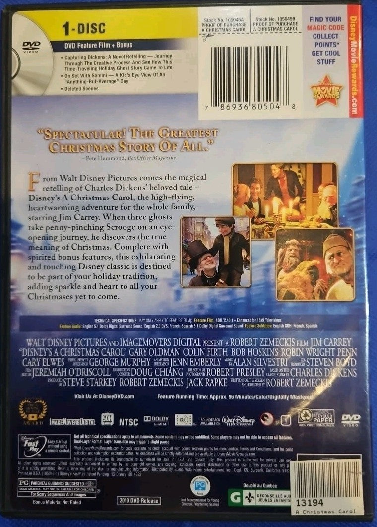 Disney's a Christmas Carol (DVD, 2009) Sealed. No Digital Download