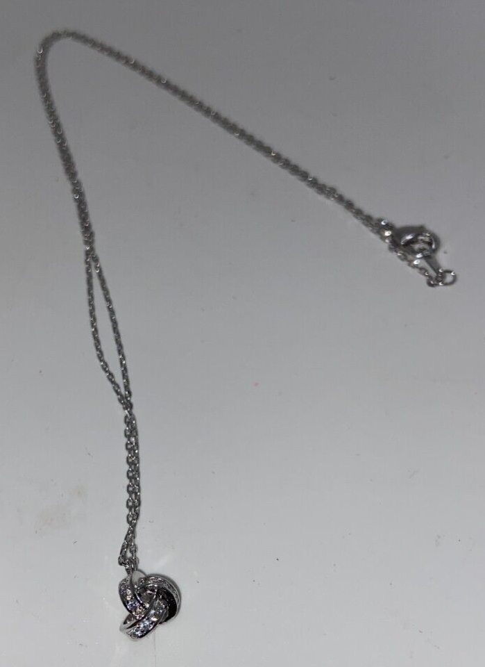 3/8" Cubic Zirconia Love Knot Pendant Necklace 18" Chain