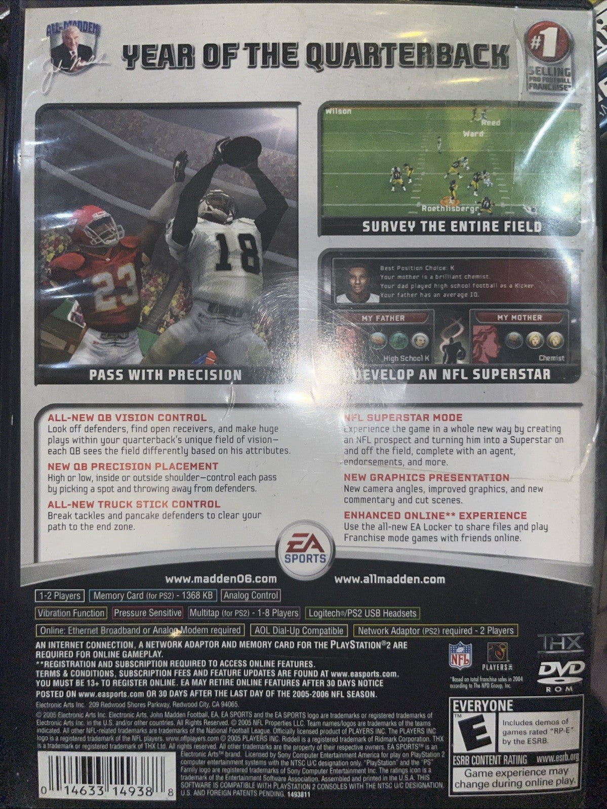 Madden NFL 06 (Sony PlayStation 2, 2005) Tested. Cut On Case And Artwork.