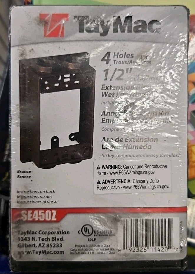 SE450Z Weatherproof Box Extension 1-Gang, 4 1/2-Inch Outlets, Bronze Adapter