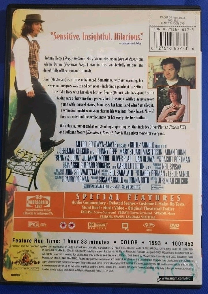 Benny & Joon (DVD, 1993) Sealed