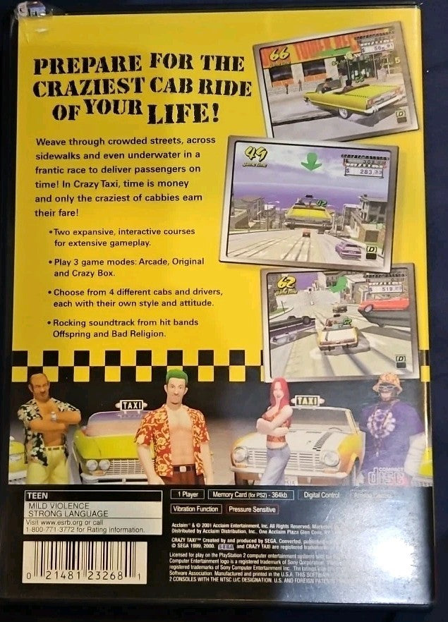 Crazy Taxi Greatest Hits (PS2) No Game. Artwork + Manual + Case ONLY
