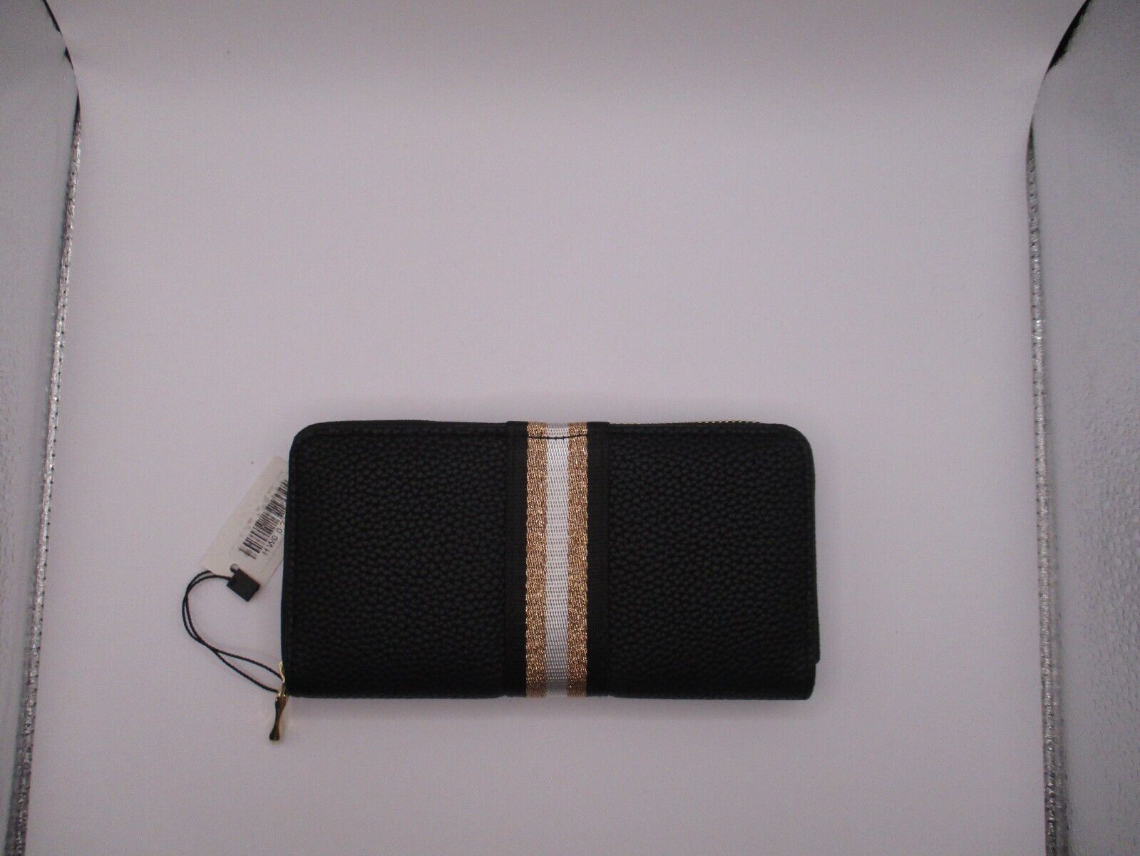 **NEW** Black Continental Wallet with Black, White & Pink Glitter Stripe **NEW**