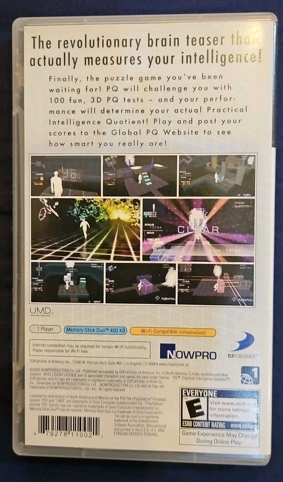 PQ: Practical Intelligence Quotient (PSP UMD) Manual & Case Only, No Game
