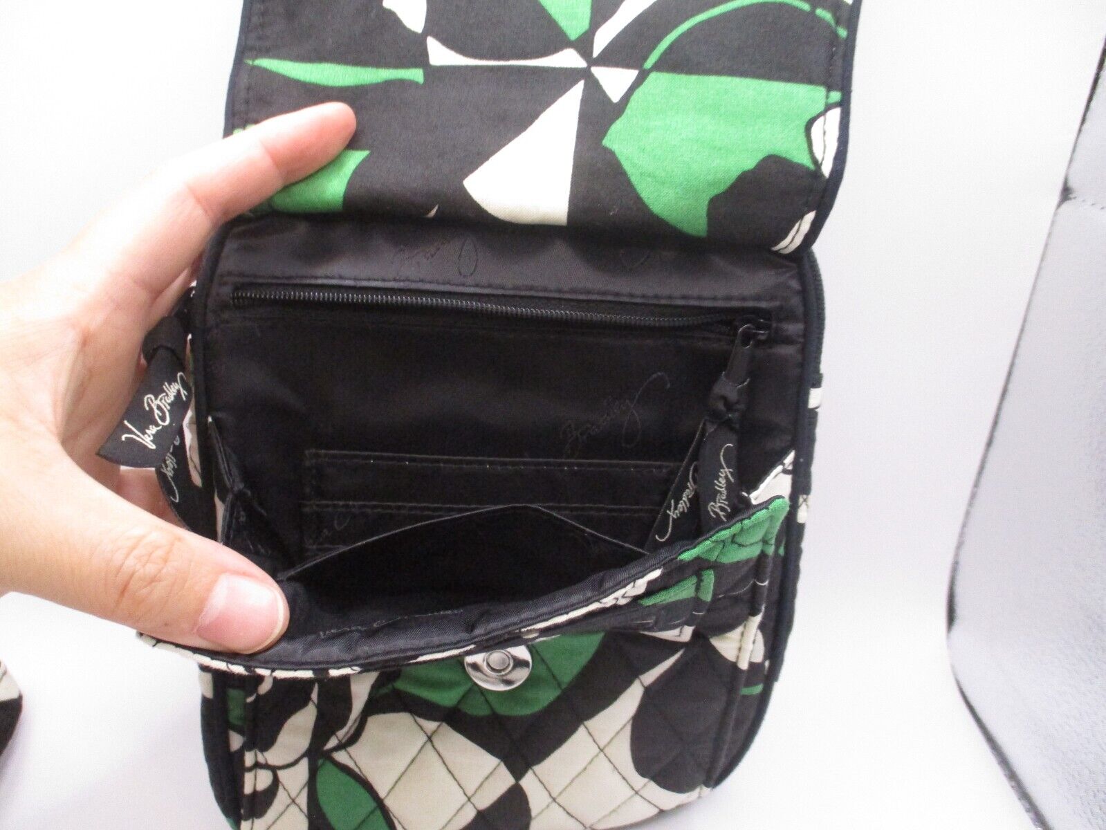 Vera Bradley Crossbody Hipster Purse Imperial Rose Black Green Ivory