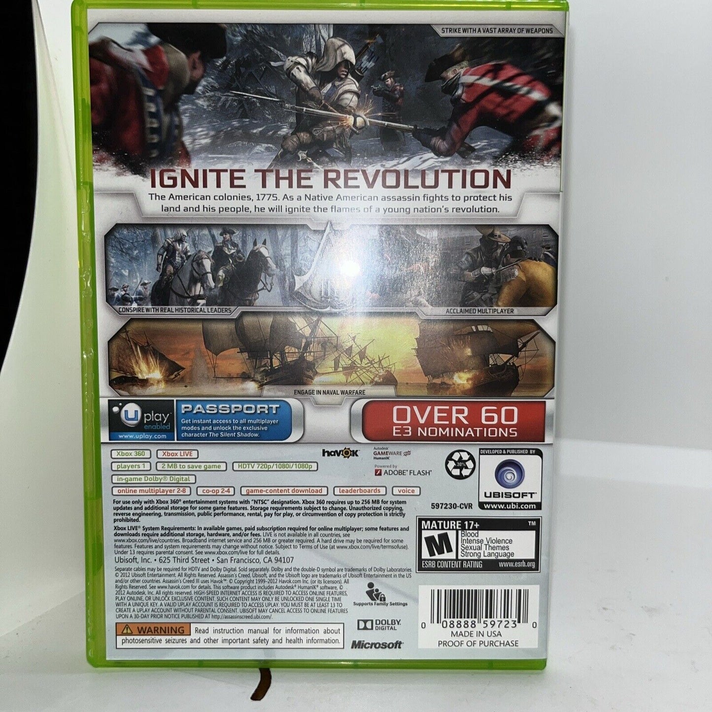 Assassin's Creed III 3 Gamestop Edition (Microsoft Xbox 360, 2012) Complete