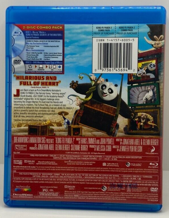 Kung Fu Panda 2 (Blu-ray, 2011) No DVD or Digital Copy