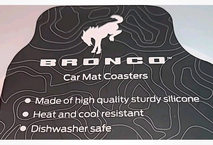 4 Pack Ford Bronco Rubber Floor Car Mat Drink Coasters Official Licensed New