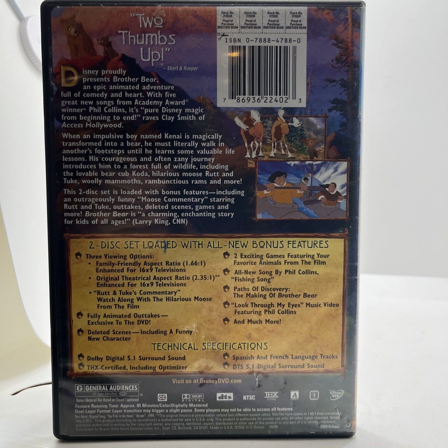 Brother Bear (DVD, 2003) Disc 1 + Case + Cover Art