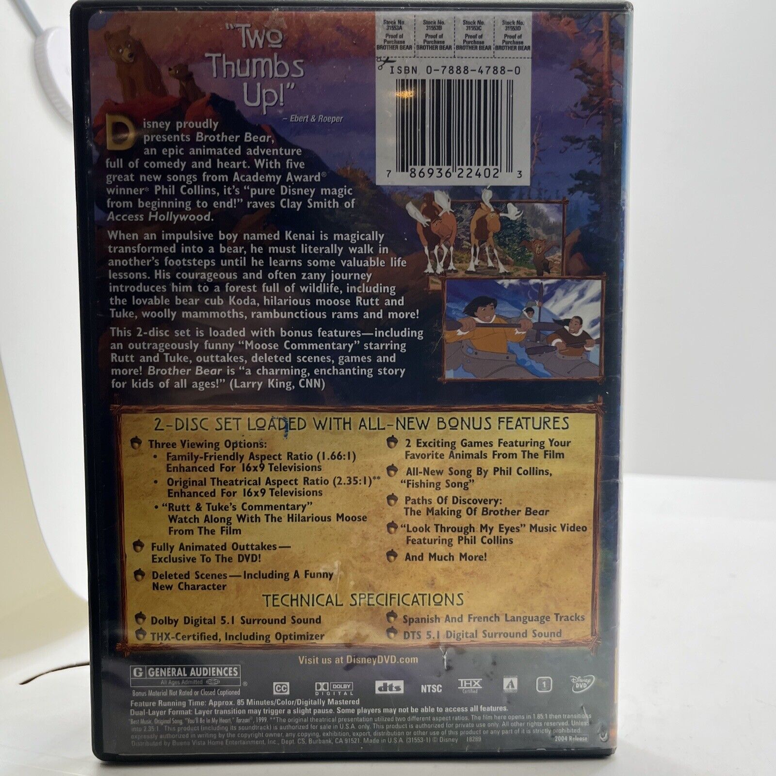 Brother Bear (DVD, 2003) Disc 1 + Case + Cover Art