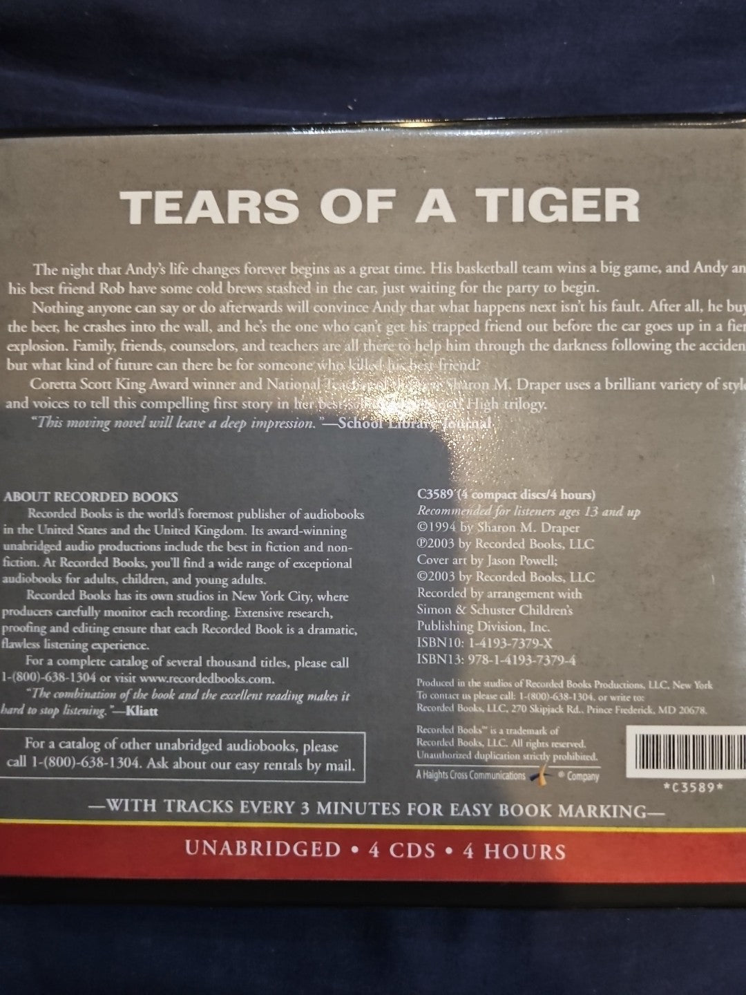 Tears of a Tiger by Sharon M. Draper (2003, Compact Disc)