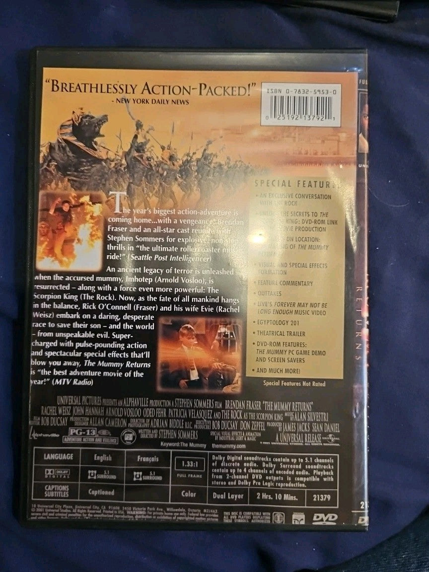 Mummy Returns (DVD, 2001) Slimcase. Cropped Sleeve.
