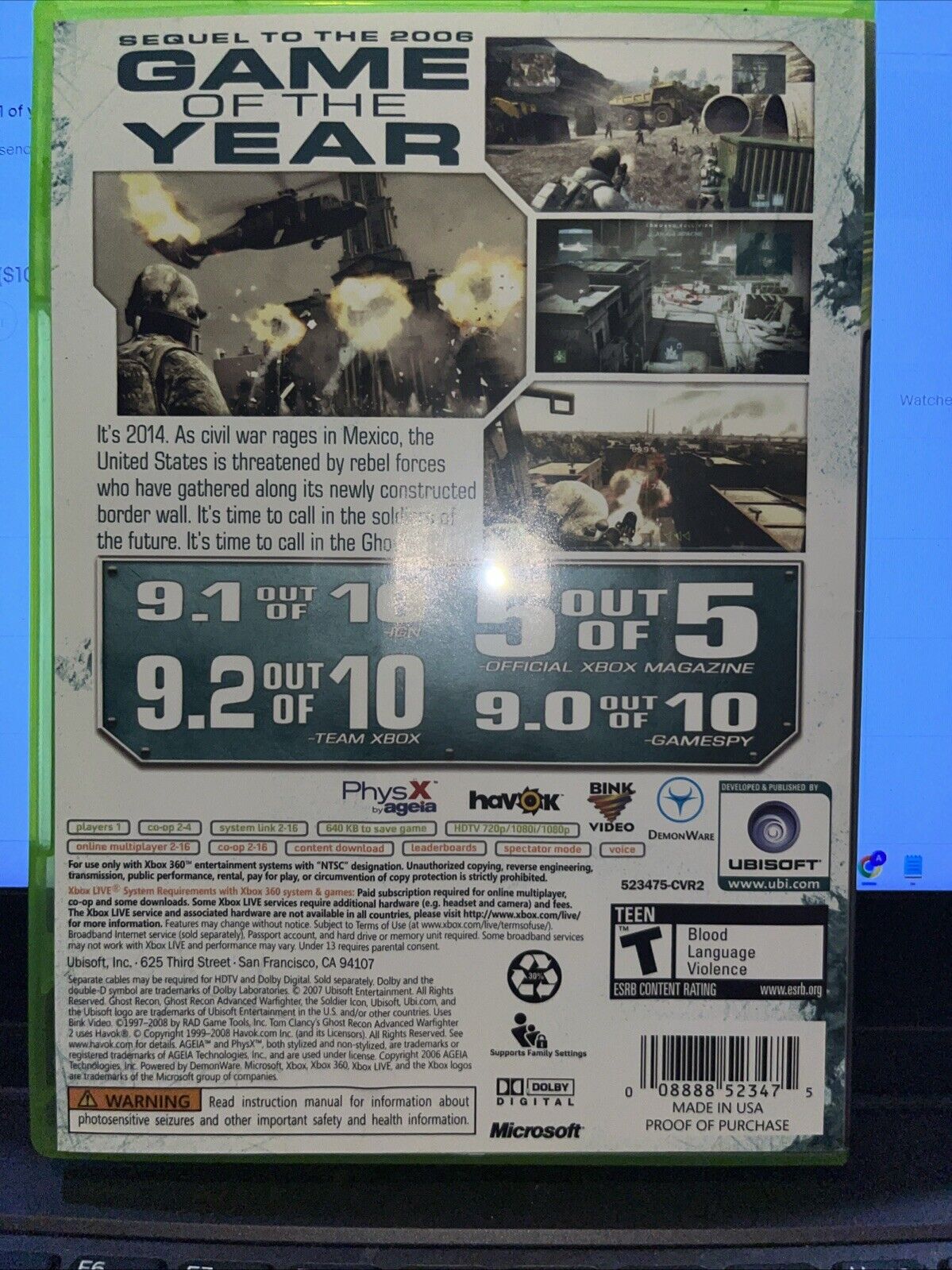 Tom Clancy's Ghost Recon Advanced Warfighter 2 - Xbox 360 - New Case. Manual.