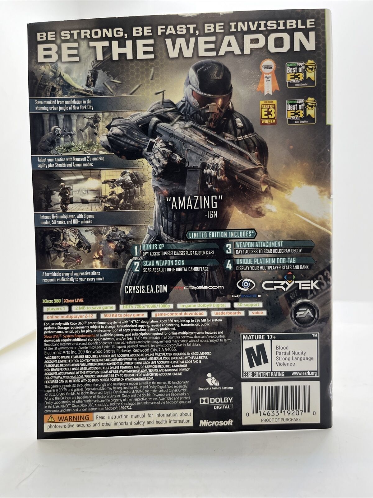 Crysis 2 -- Nano Edition (Microsoft Xbox 360, 2011)