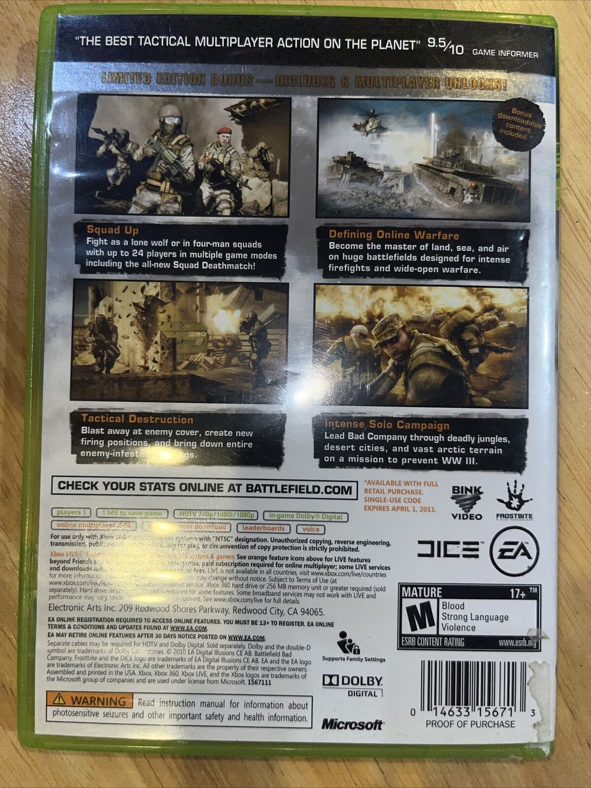 Battlefield: Bad Company 2 (Microsoft Xbox 360, 2010)
