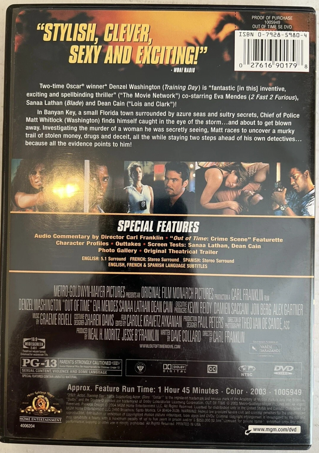 Out of Time (DVD, 2004) New