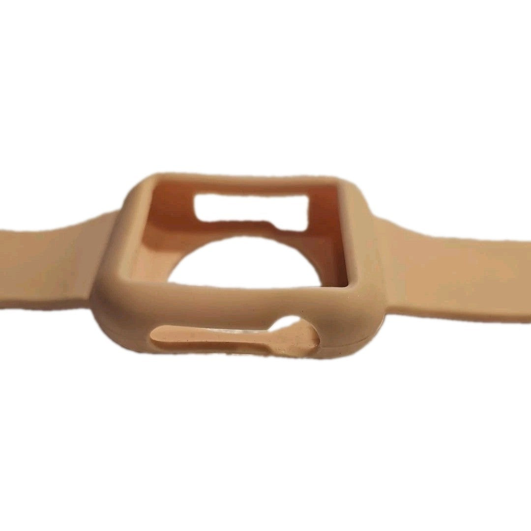 42/44mm Peach Silicone Band w Protective Case for Apple Watch Series 4 5 6...