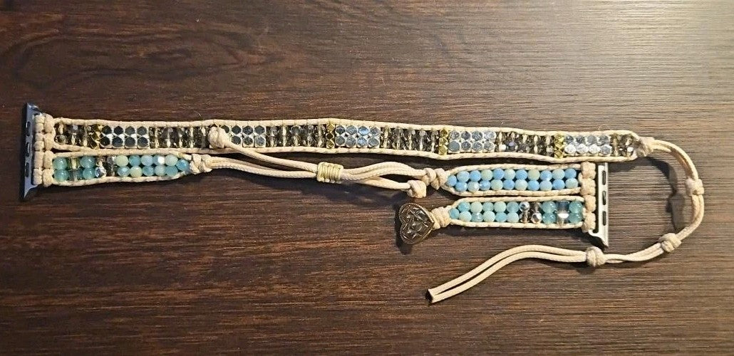 Band Fits Apple Watch 38 40 41mm Series 1-9 SE Boho Turquoise Beaded...