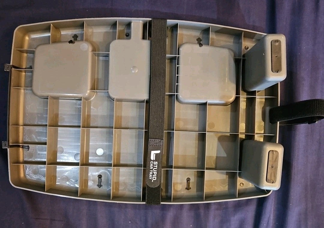 STUPID CAR TRAY Console Seat Accessory Food & Beverage Tray 12" X 17" X 4"