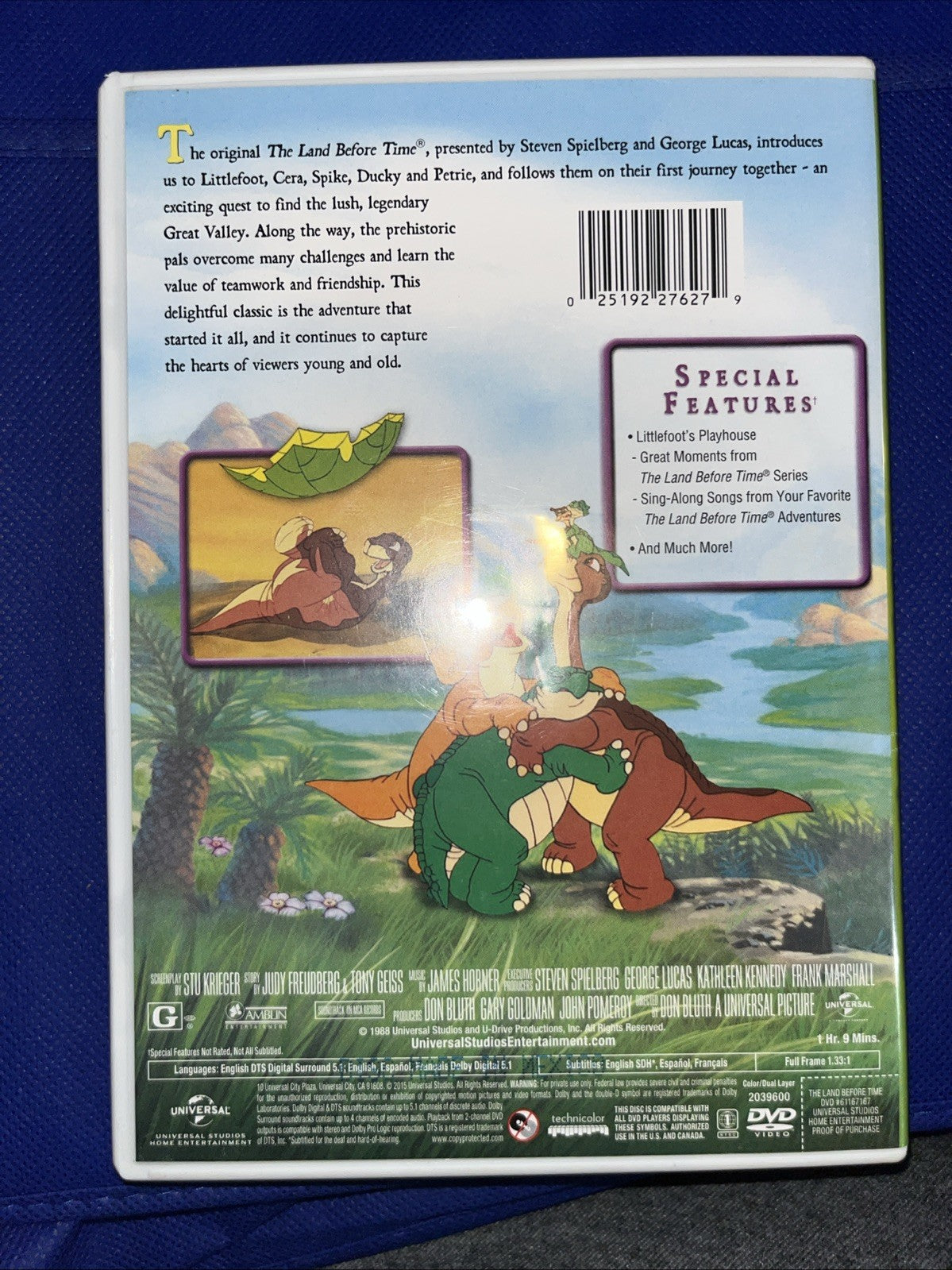 The Land Before Time (DVD, 1988) Tested. Screenprint Worn