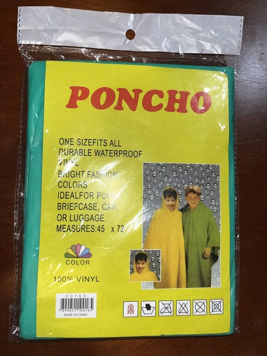 Vinyl Poncho 45” x 72” Green