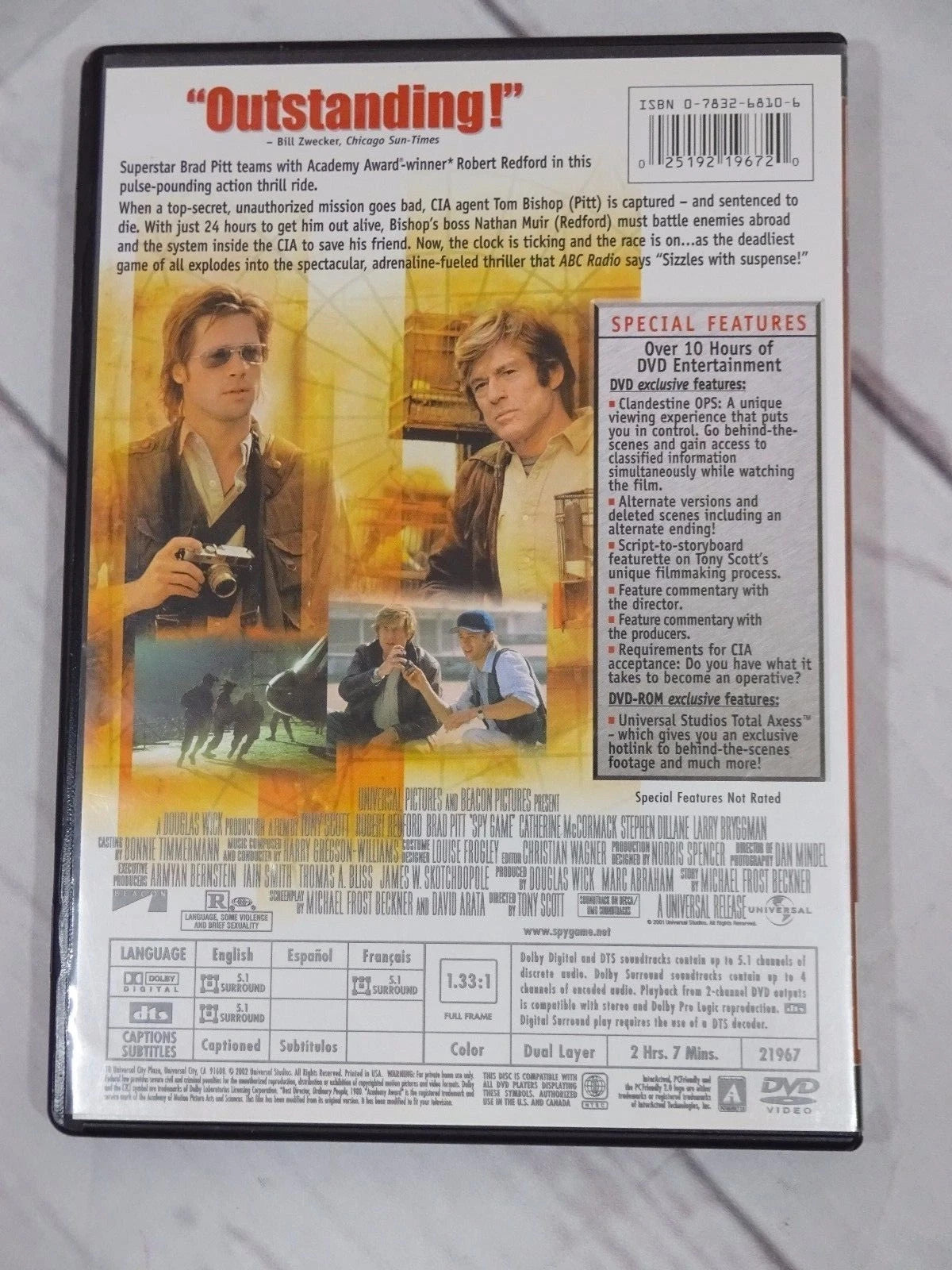 Spy Game (DVD, 2002, Full Frame Collectors Edition) Tested. new Case