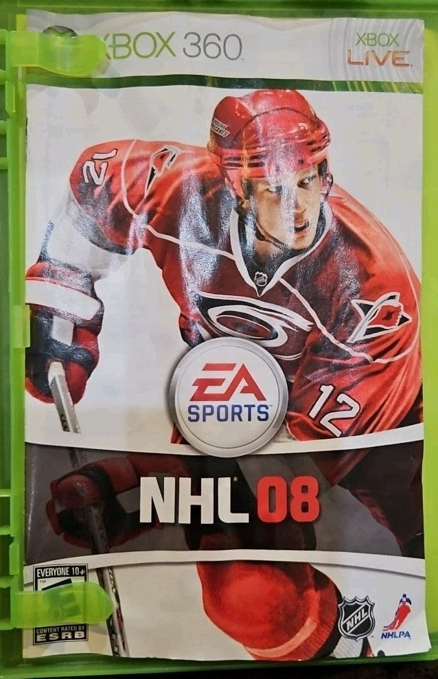 NHL 08 - (Xbox 360) No Game. Case. Artwork. Damaged Manual