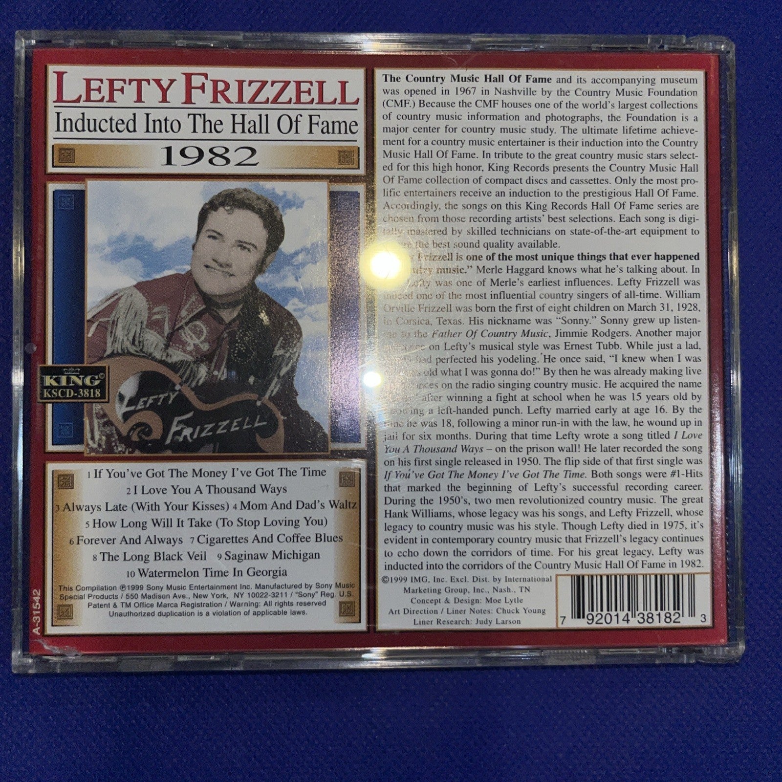 Country Music Hall of Fame 1982 by Frizzell, Lefty (CD, 1999) Sealed