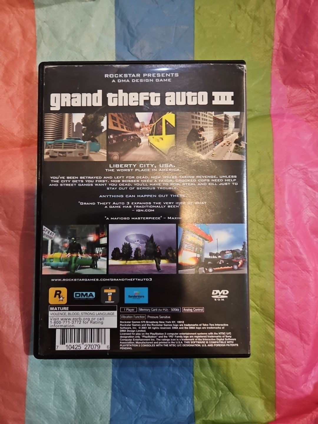 Grand Theft Auto 3 - Sony PlayStation 2. Liner Wear. Tested. No Scratches