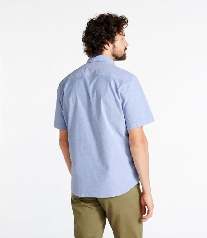L. L. Bean Blue Short Sleeve Button Up Traditional Fit 502307 Sz Medium Regular