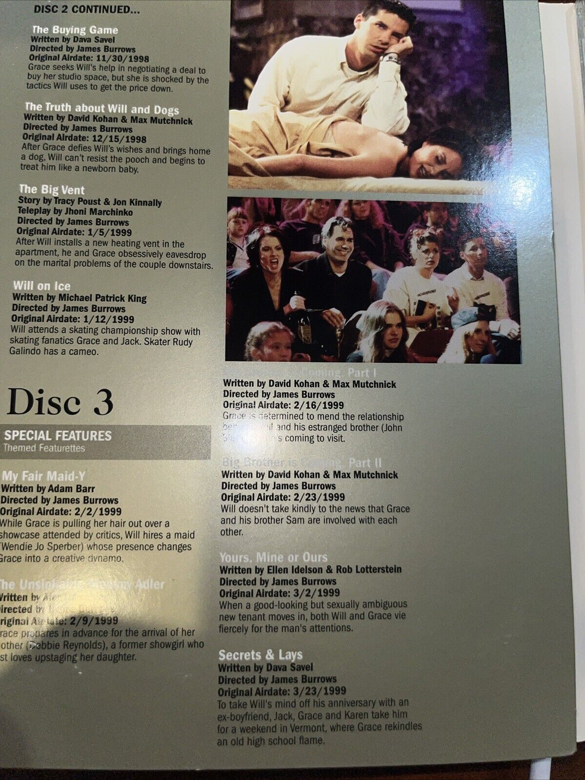 Will  Grace - Season 1 (DVD, 2003, 4-Disc Set) Tested Discs Are Pristine ￼