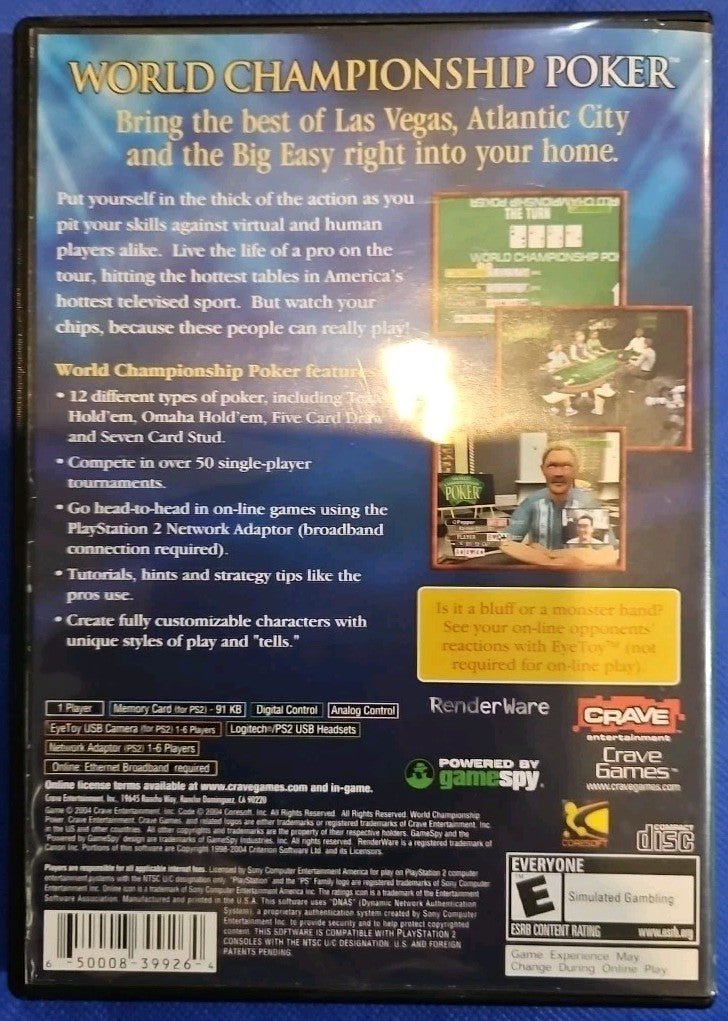 World Championship Poker (PS2) Mint. Tested. No Manual