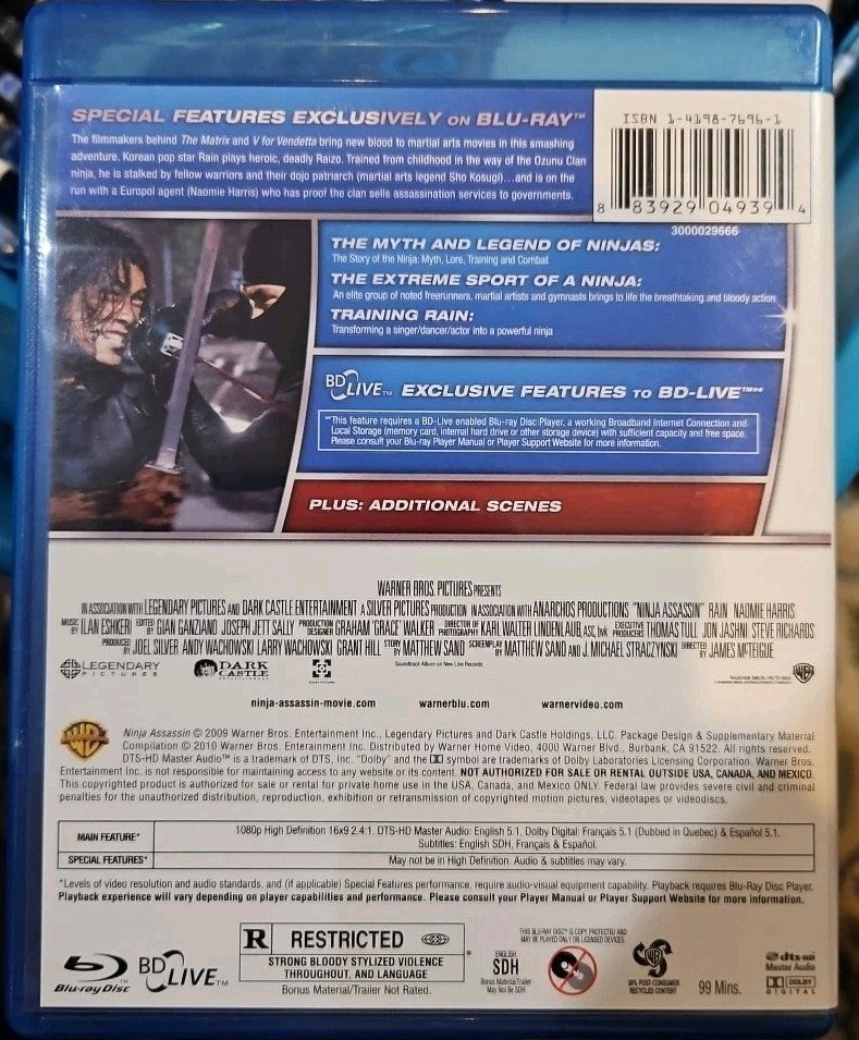 Ninja Assassin (Blu-ray/DVD, 2010, 2-Disc Set) New. No Digital Download