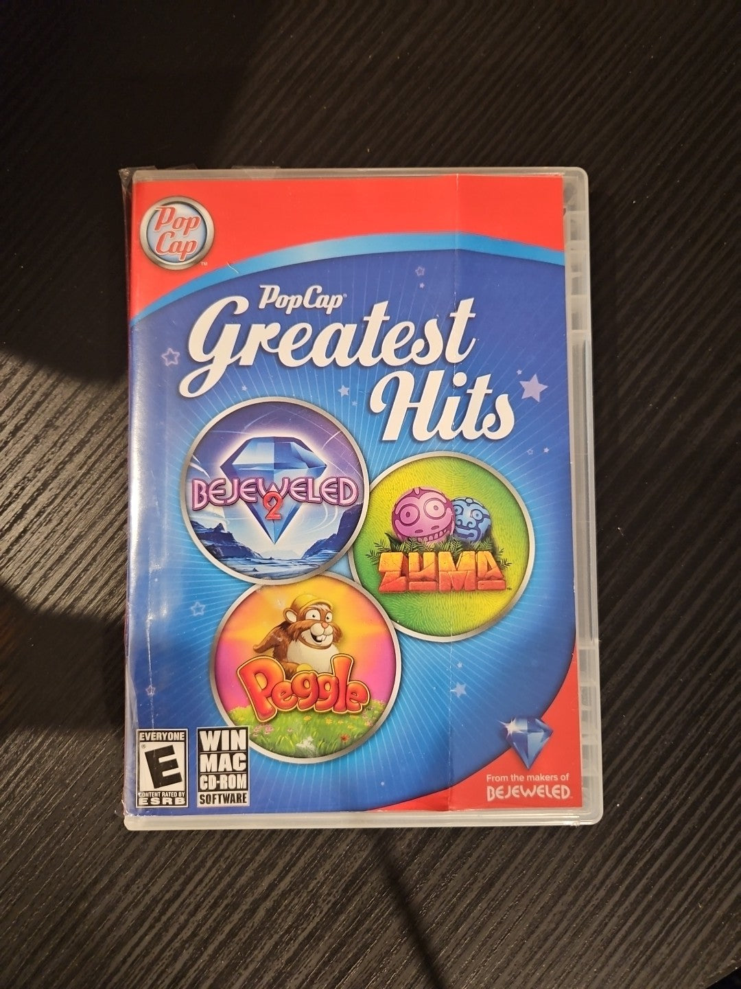 3 Games Bejeweled 2, ZUMA, Peggle - Pop Cap Greatest Hits Windows Mac CD ROM