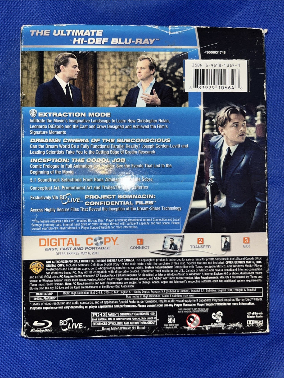 Inception (Blu-ray/DVD, 2010, 2-Disc Set) Sealed. Sleeve Has Shelf Wear