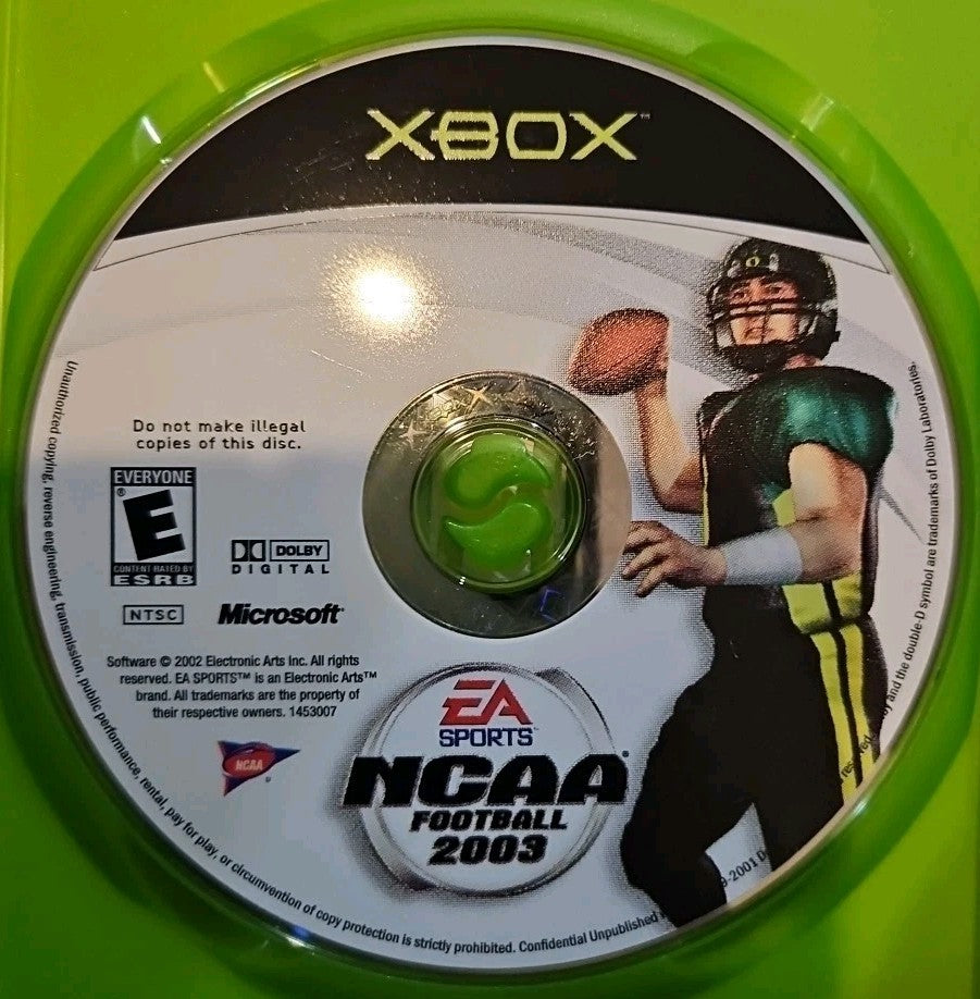 NCAA Football 2003 (Xbox) Tested. No Scratches. New Case.