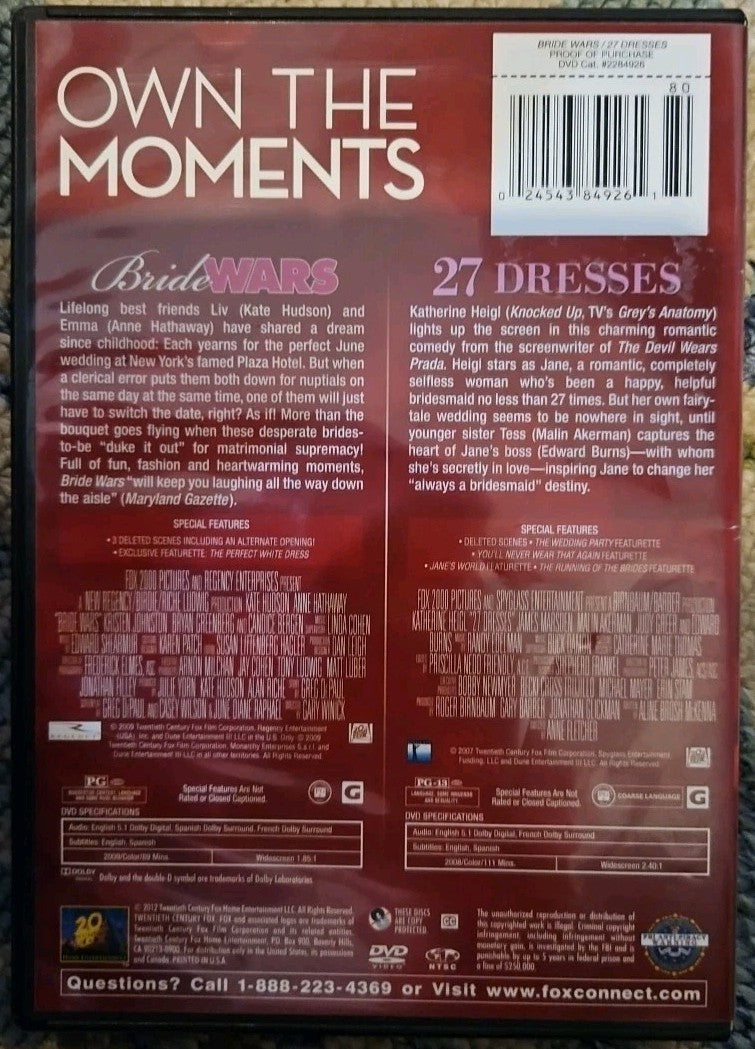 27 Dresses / Bride Wars (DVD) New