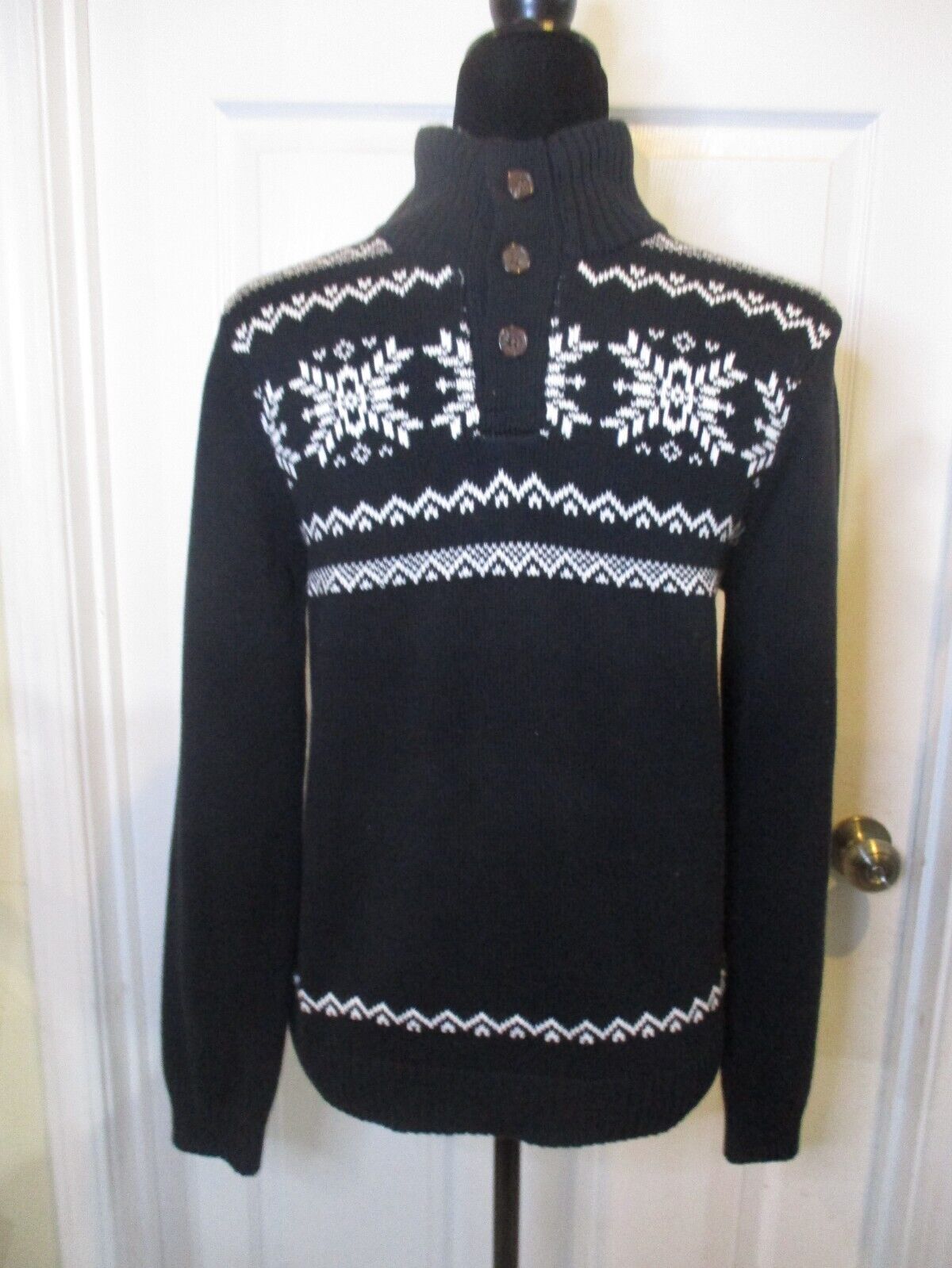 NWT Chaps Boy Youth Sweater Black White Large 14/16