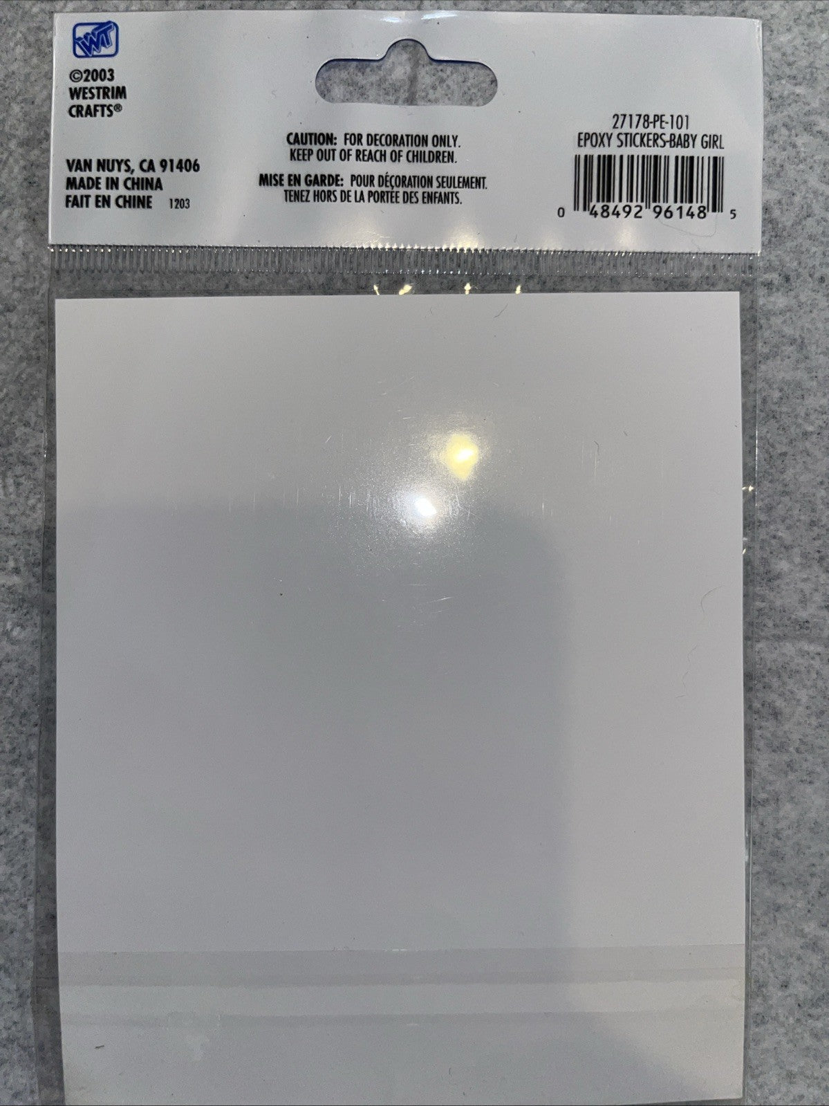 Westrim Paper Bliss Epoxy Stickers Baby Girl Flower Bottle Duck Bib 8 Pieces