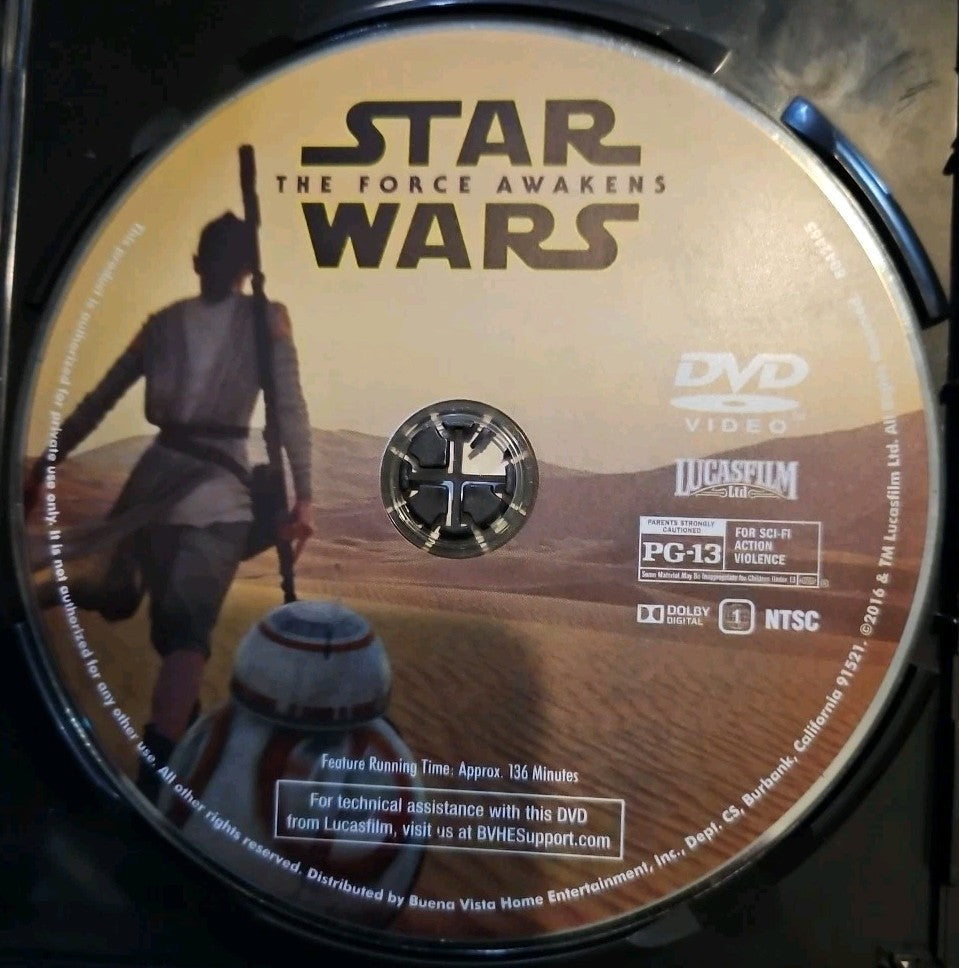 Star Wars: Episode VII: the Force Awakens (DVD) No Bluray Or HD. Tested. 