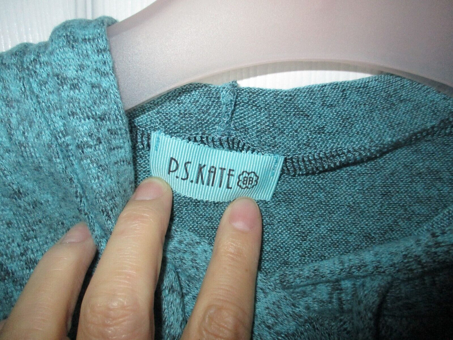 P.S. Kate Soft Knit Blue Gray Black Hoodie Medium NEW