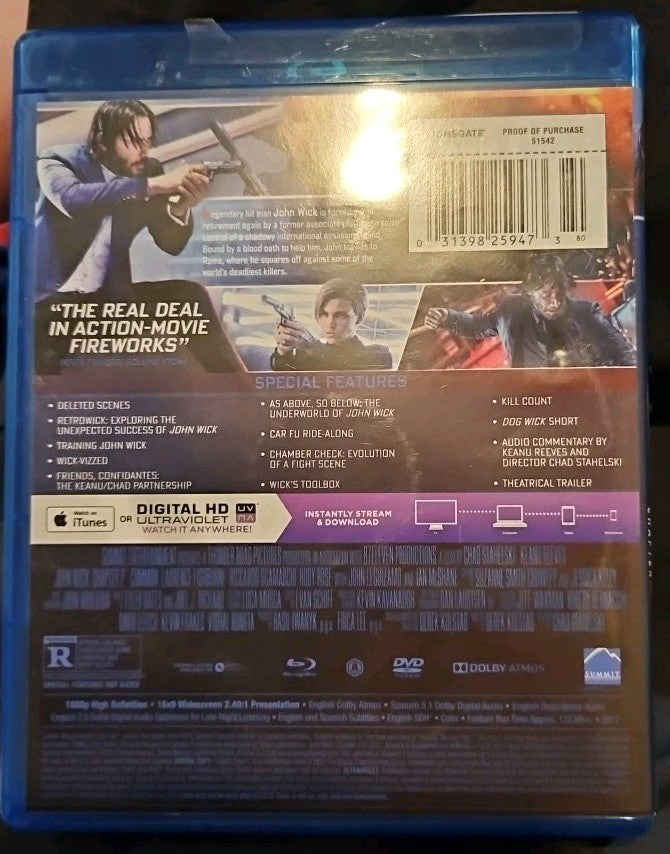 John Wick: Chapter 2 (Blu-ray, 2017) New. No Digital Download