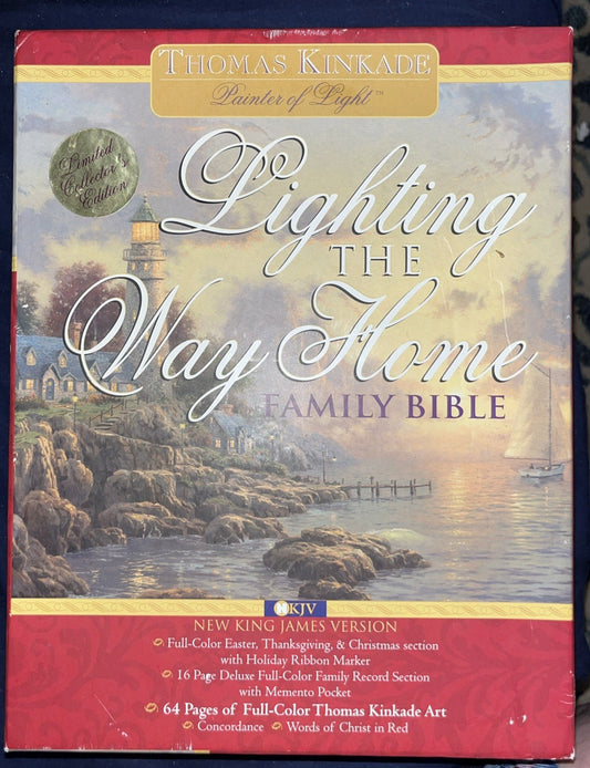 Lighting the Way Home Family Bible by Thomas Kinkade (2002 Leather, LIMITED ED)!
