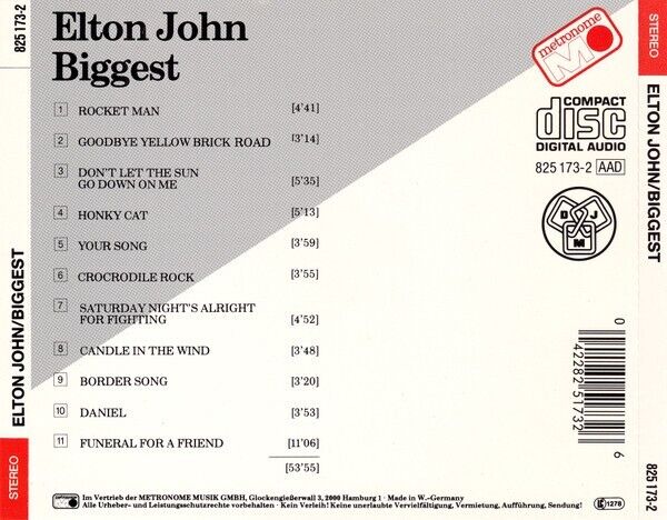 Elton John Biggest (CD) BRAND NEW